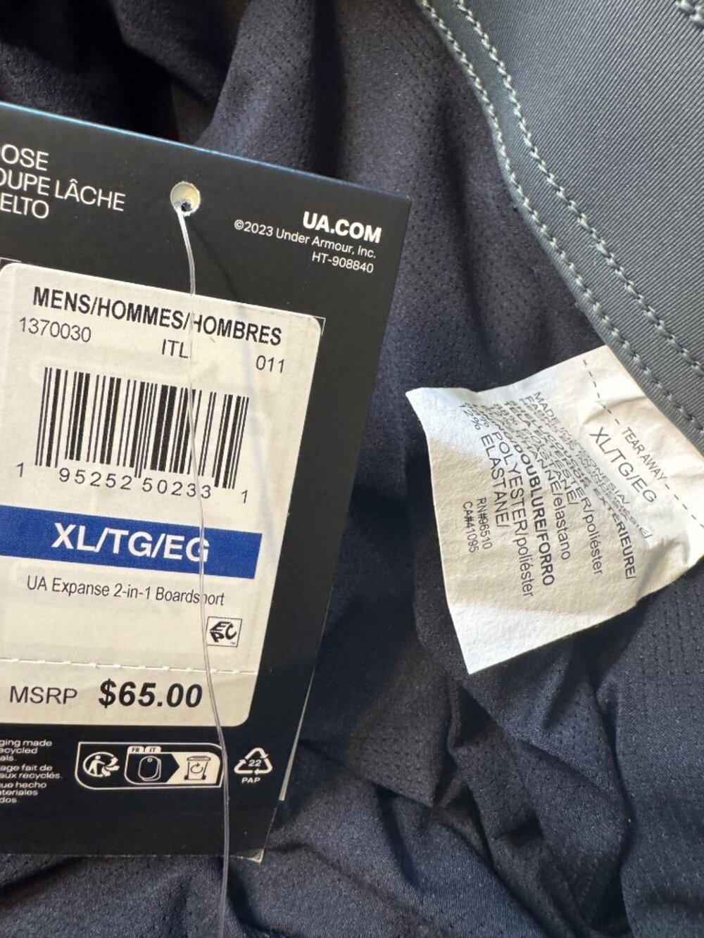 Under Armour UA Expanse 2 In 1 Boardshorts Size XL Gray $65 NWT 7" - Picture 4 of 9